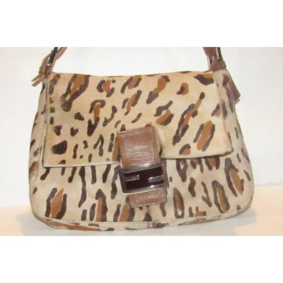 Fendi Mamma Zucco Leopard Print Shoulder Bag Pony Hair And Leather - Picture 7 of 12